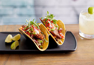 Fish tacos and a margarita with a salted rim